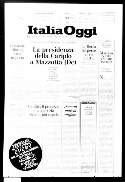 Italia oggi : quotidiano di economia finanza e politica